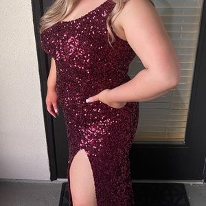 Red Sparkly Floor Length Dress